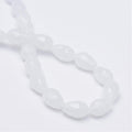 White Glass Beads - Teardrop Faceted - 11-12x8mm - Appx  60 per strand