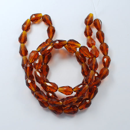 Saddle Brown Glass Beads - Faceted Teardrop - 15x10mm - Appx 48 per strand