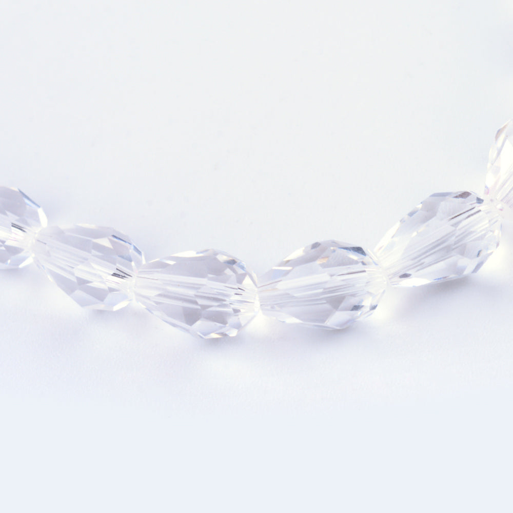 Clear Transparent Glass Bead - Faceted Teardrop - 8x6mm