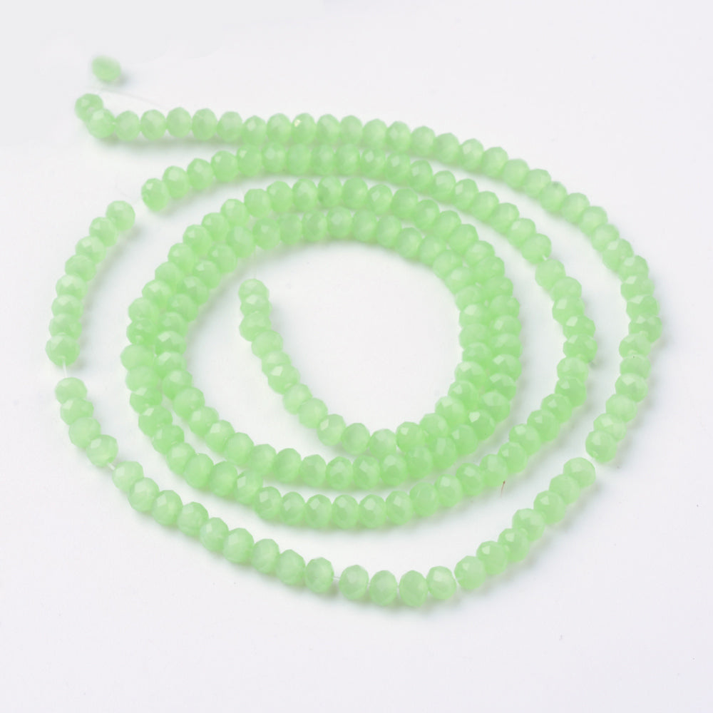 Light Green Glass Beads - Faceted Rondelle - 2.9-3.3x2mm - Appx 135 per strand