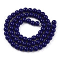 Dark Blue Opaque Glass Beads - Round - 6-6.5mm - Appx 67 per strand