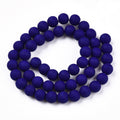 Dark Blue Opaque Frosted Glass Beads - Round - 8-8.5mm - Appx 51 per strand