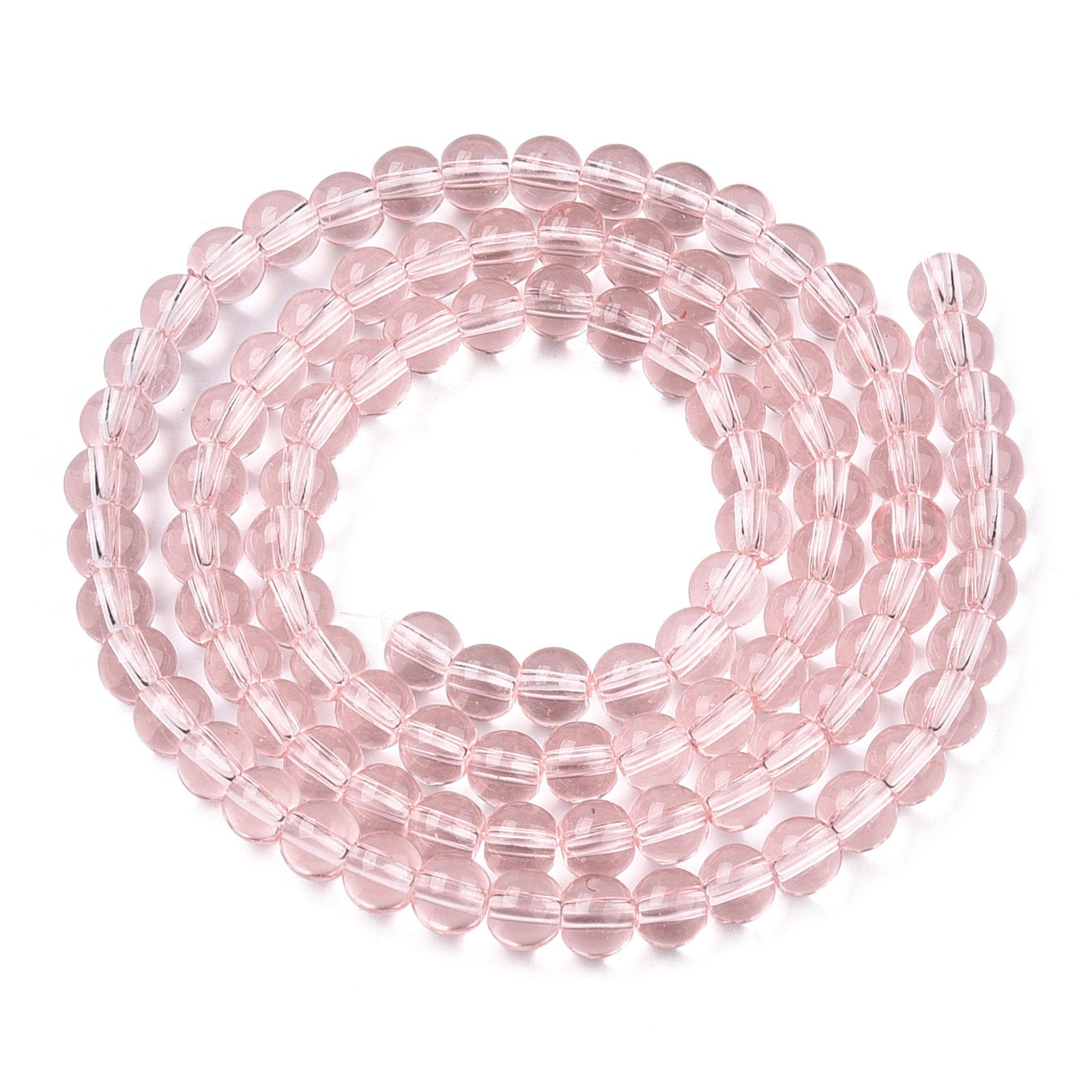 Misty Rose Transparent Glass Beads - Round - 4-4.5mm - Appx 97 per strand
