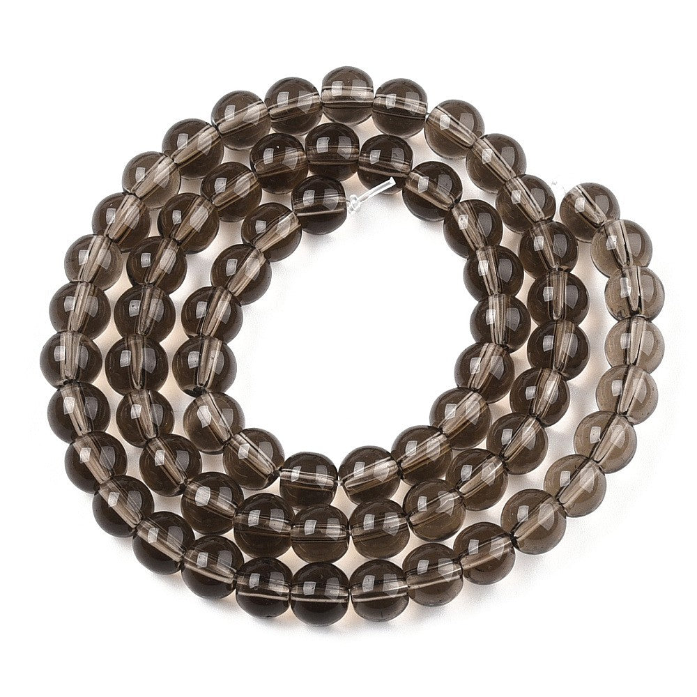 Black Transparent Glass Round Beads
