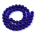 Dark Blue Transparent Glass Bead - Round - 8-8.5mm - Appx 51 per strand