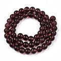 Coconut brown transparent glass round beads, 8mm, on a strand