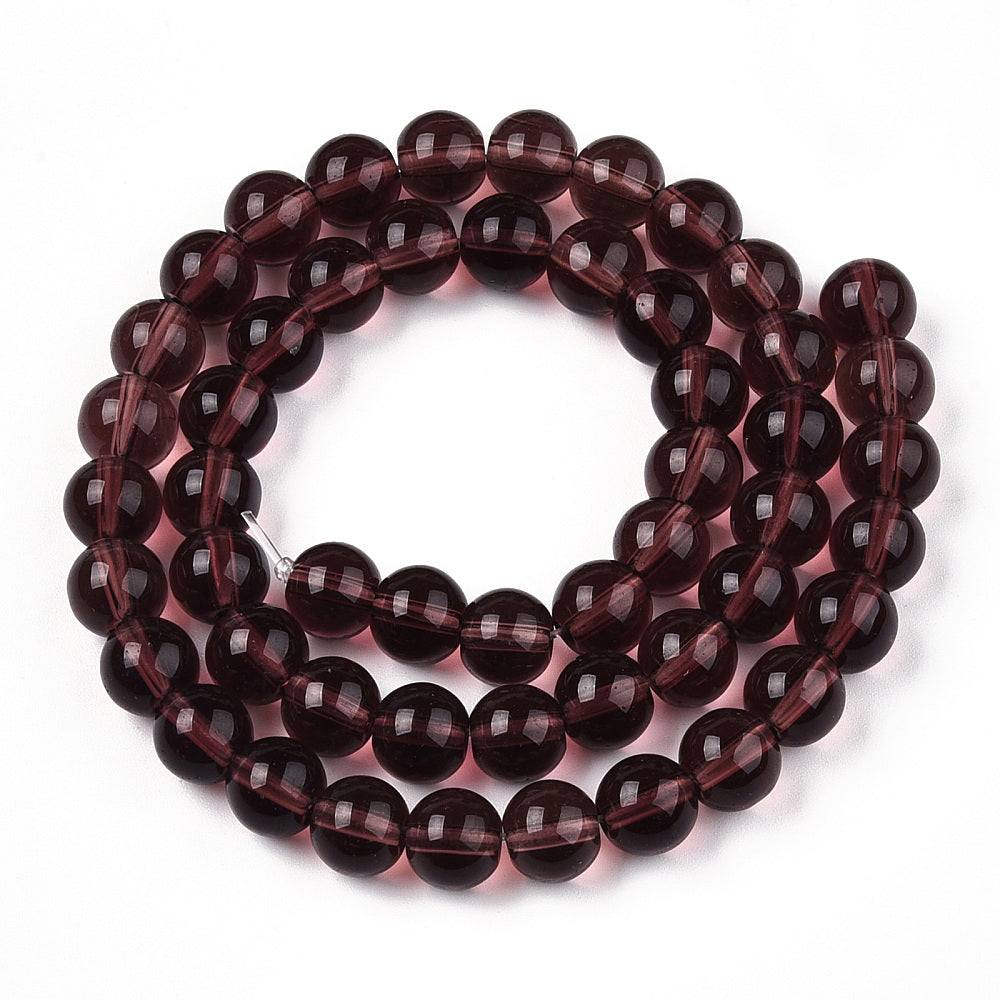 Coconut Brown Transparent Glass Beads - Round - 8mm