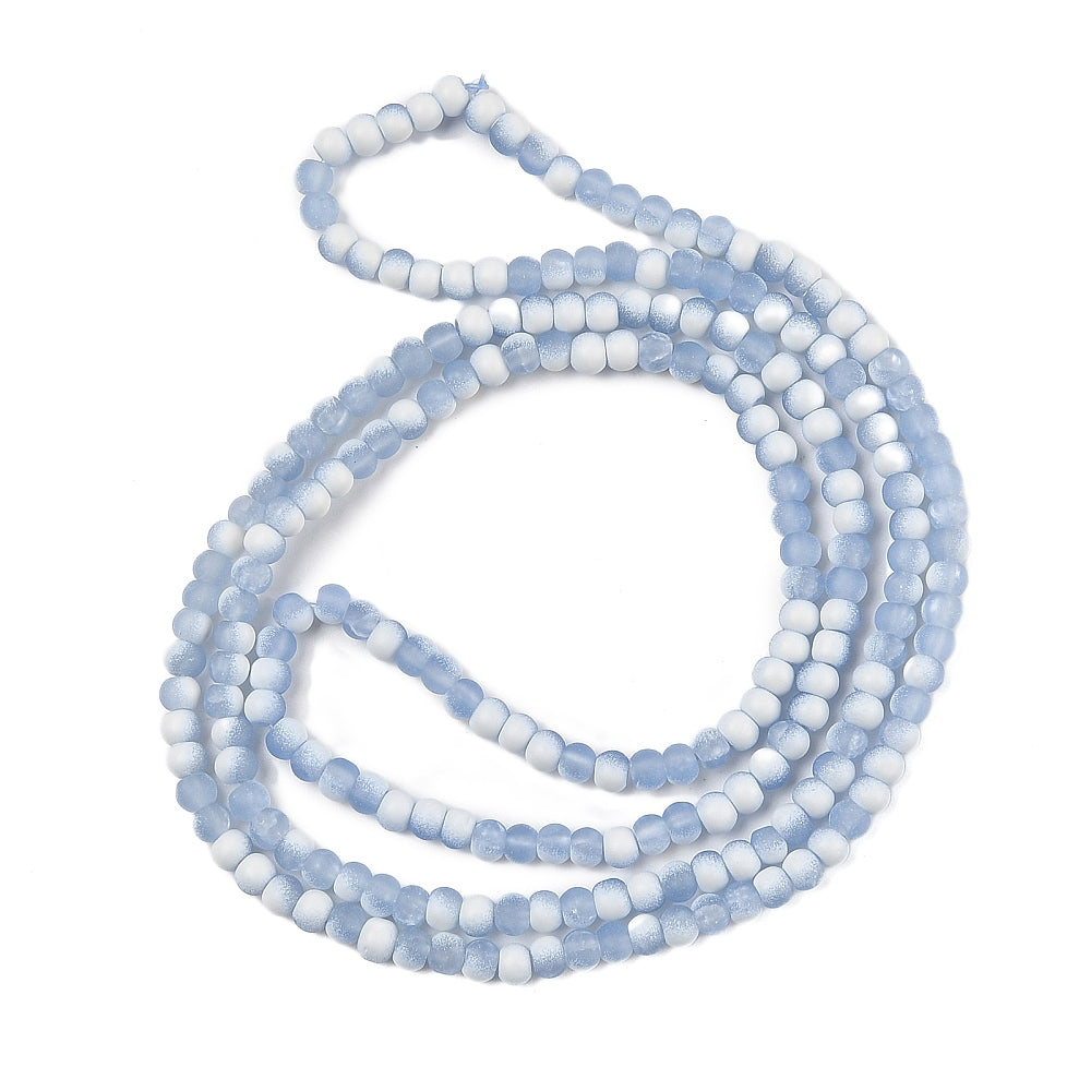 Plum Frosted Crackle Glass Beads - Rondelle - 4.5x3.5mm - Appx 222per strand