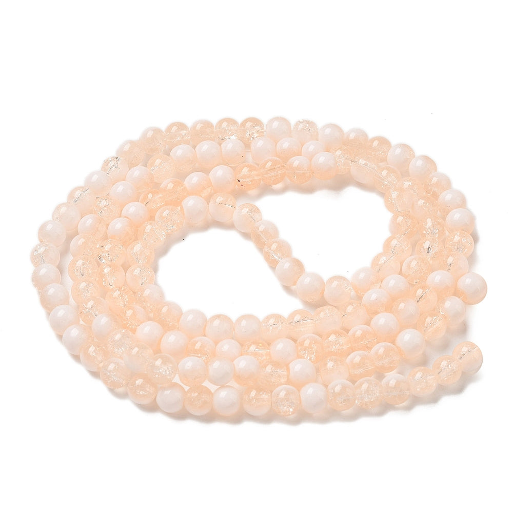 Moccasin Crackle Glass Beads - Rondelle - 6mm - Appx 138 per strand