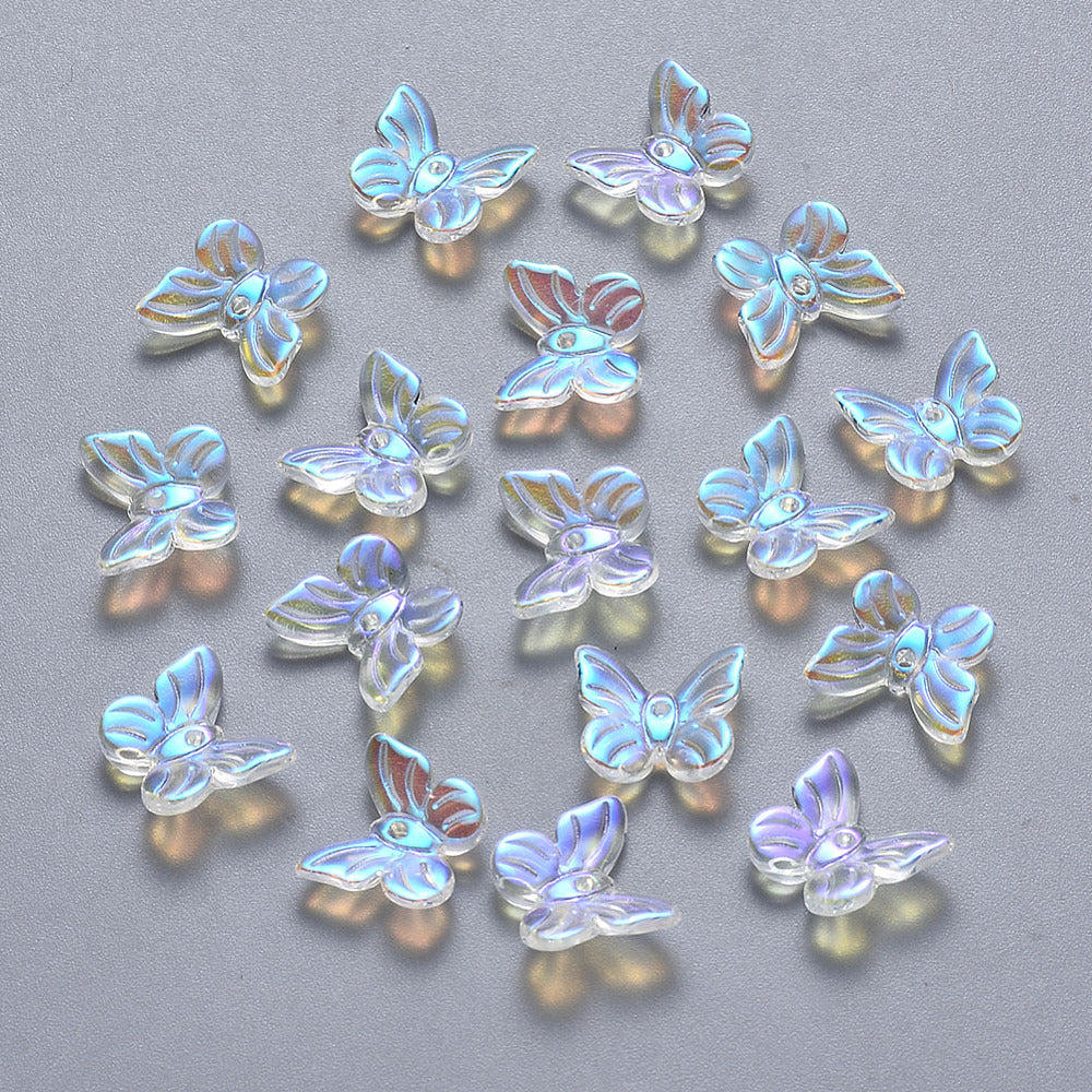 Clear AB Transparent Glass - Butterfly - 9.5x11x3mm - 10 per bag