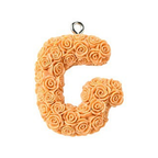 Rose Letter Opaque Resin Pendant with Platinum Tone Iron Loop - 30-34x10-33x6-8mm