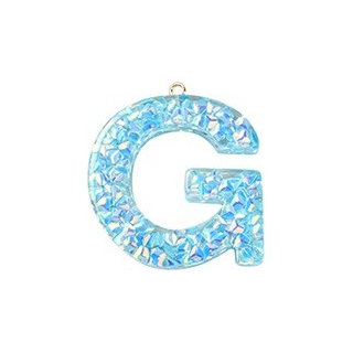 Deep Sky Blue Transparent Epoxy Resin Pendant - 41-45x11-57.5x7-9mm