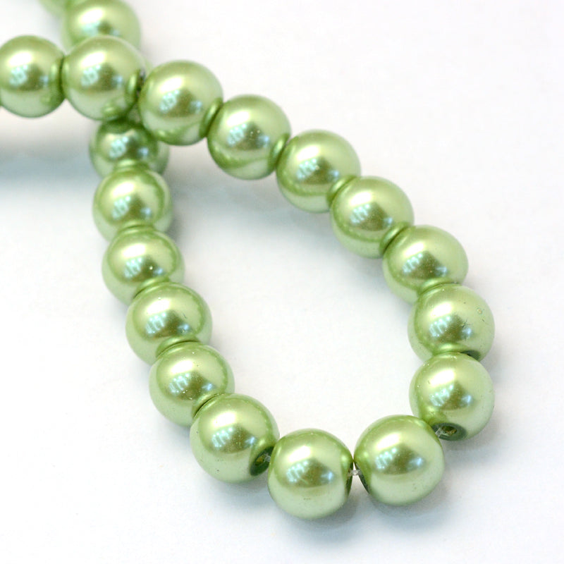 Lime Green Glass Pearl - Round - 10mm - 20 per bag