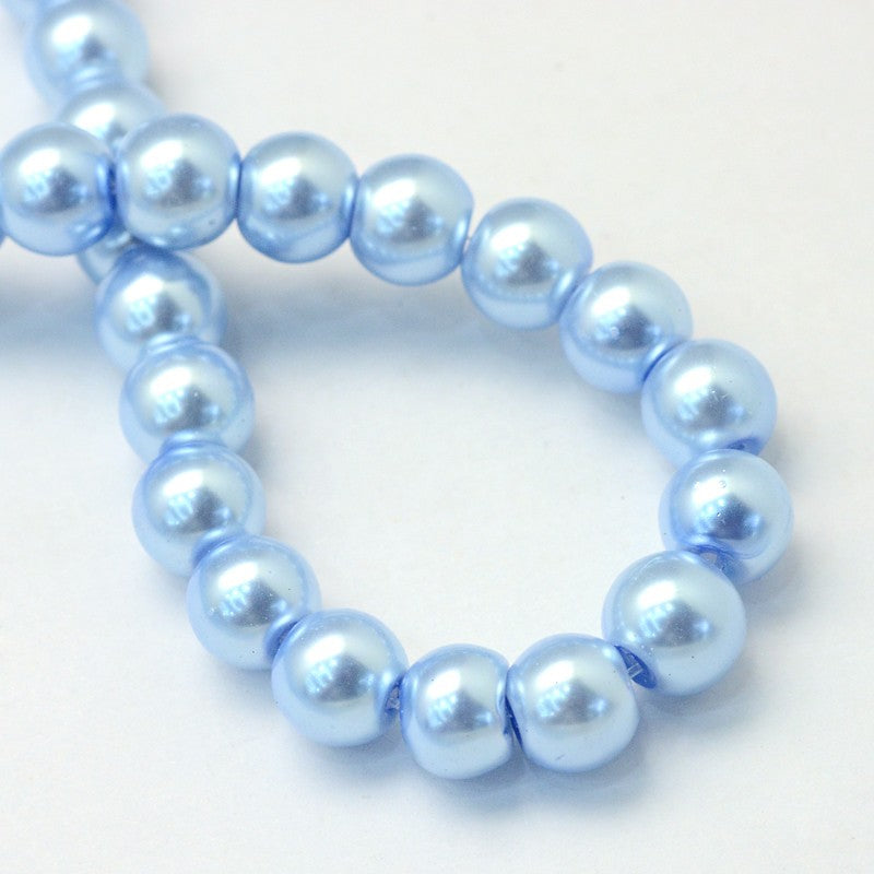 Sky Blue Glass Pearl Beads - Round - 4mm - Appx 200 per strand