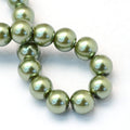 Olive Drab Glass Pearl - Round - 8mm - Appx 108 per strand