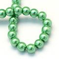 Medium Sea Green Glass Pearl Bead - Round - 8mm - Appx 100 per strand