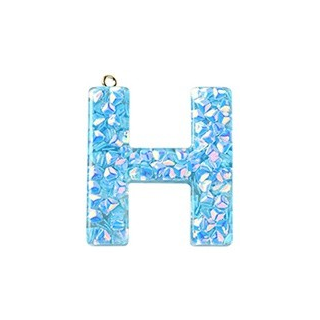 Deep Sky Blue Transparent Epoxy Resin Pendant - 41-45x11-57.5x7-9mm