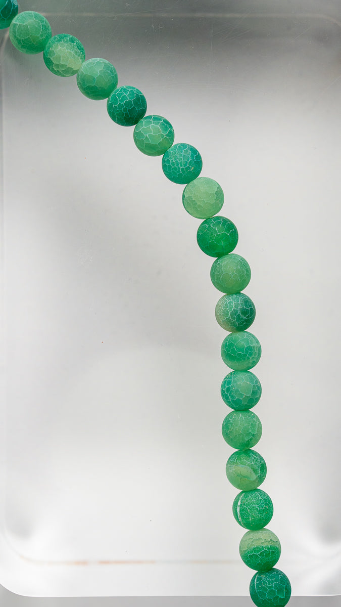 Green Frosted Glass - Round - 9.5-10mm - Appx 20 per strand - Hagar