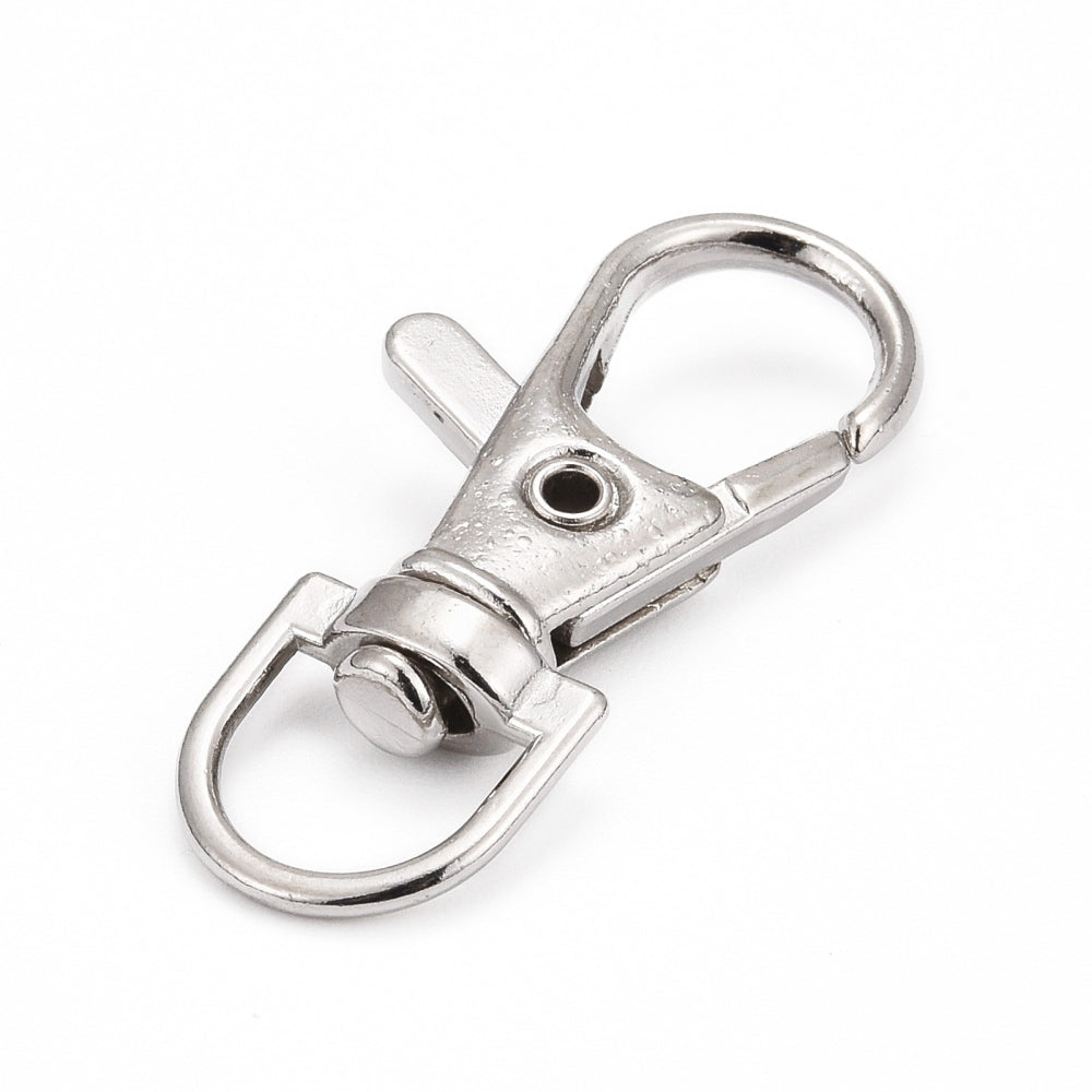 Iron Swivel Lobster Claw Clasps - Swivel Snap Hook - Platinum - 37x14x7mm - 5 per bag