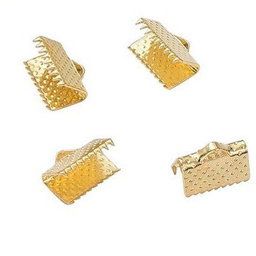 Golden Iron Ribbon Crimp Ends - Lead Free - 7x10mm - 10 per bag