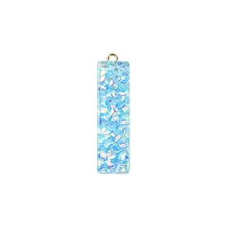 Deep Sky Blue Transparent Epoxy Resin Pendant - 41-45x11-57.5x7-9mm