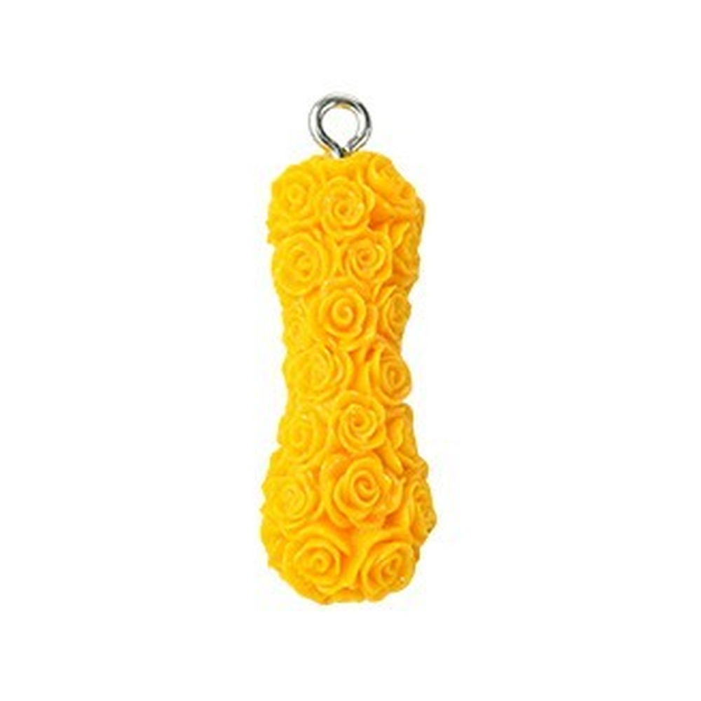 Rose Letter Opaque Resin Pendant with Platinum Tone Iron Loop - 30-34x10-33x6-8mm