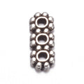 Tibetan Style 3-Hole Spacer Bars - Rectangle - Antique Silver - Lead Free & Cadmium Free - 10.5x4.3mm - Hole: 1.5mm - 25 per bag