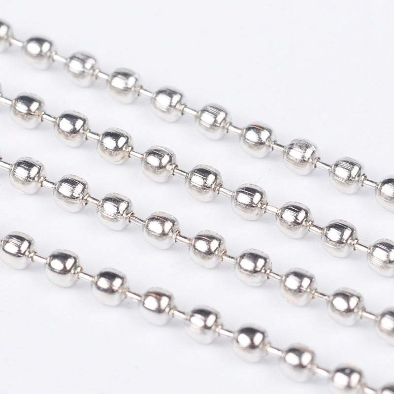 Iron Ball Chain - Platinum - Nickel Free - 2mm - 5 Meter with 10 ball chain connectors