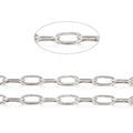 Brass Paperclip Chain Flat Oval Platinum Plated - Soldered - Cadmium, Nickel & Lead Free - 6x2.6x0.4mm - 2M per bag