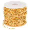 Gold Paper Clip Chain - Brass - 7x3mm links - 1 meter per bag