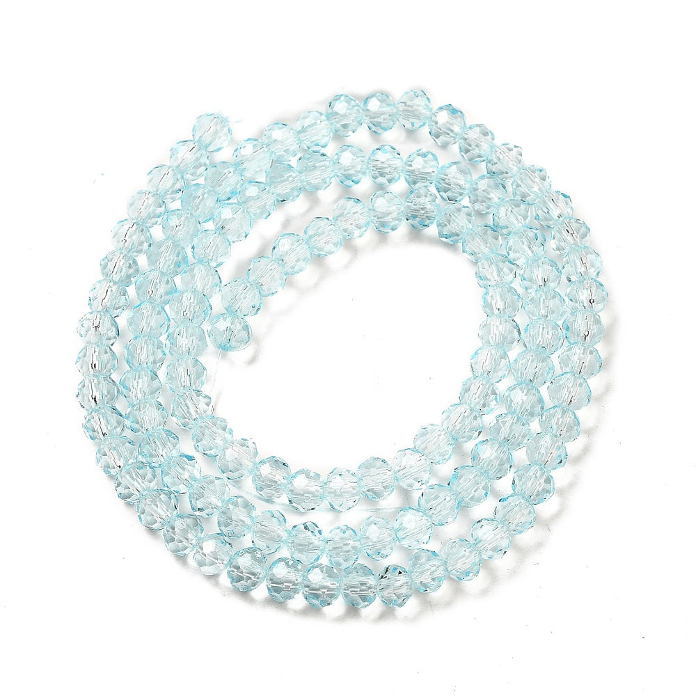 Light Blue Transparent Glass Beads - Faceted Rondelle - 4-4.5x3.5mm - Appx 105 per strand