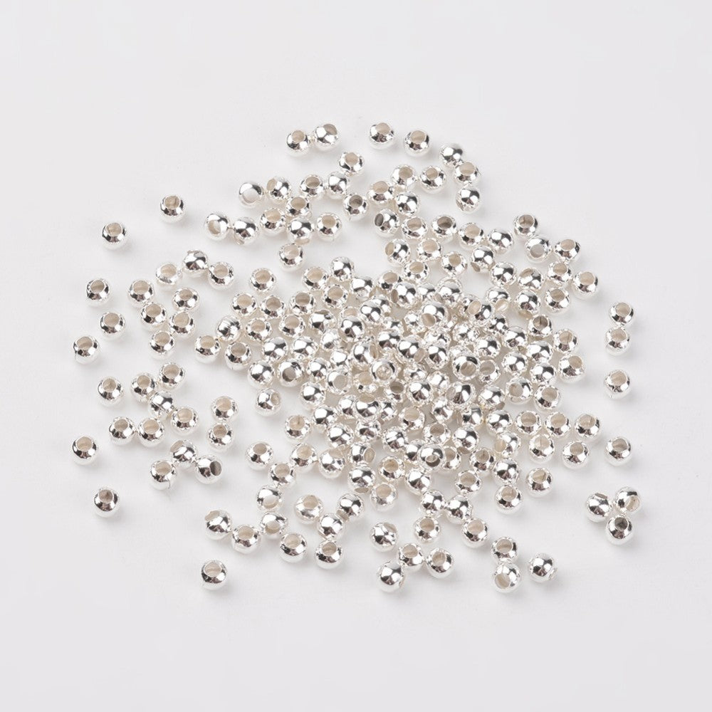 Silver Plated Iron Spacer Beads - Round - 3mm - 100 per bag