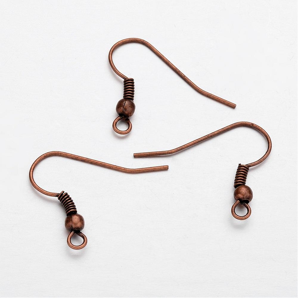 Red Copper Iron Earring  Wire - Cadmium, Nickel & Lead Free - 17-19x0.8mm - 50 per bag