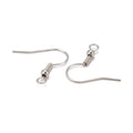 Iron Earring Wire - Cadmium, Nickel & Lead Free - Platinum - 17-19x0.8mm - 22 Gauge - 50 per bag