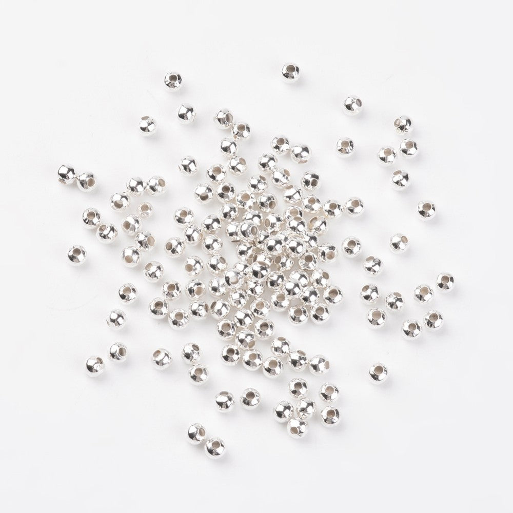 Silver Plated Iron Spacer Beads - Round - 4mm - 100 per bag