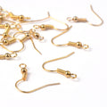 Golden Brass Earring Hook - Nickel Free - 17-19x16-18x0.6-0.7mm - 21-22 Gauge - 10 sets per bag