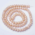 Antique White AB Electroplate Opaque Glass - Faceted Rondelle - 6x5mm - Appx 83 per strand