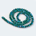 Teal Half Rainbow Plated Electroplate Opaque Glass Beads - Faceted Rondelle- 6x5mm- Appx about 80 per strand