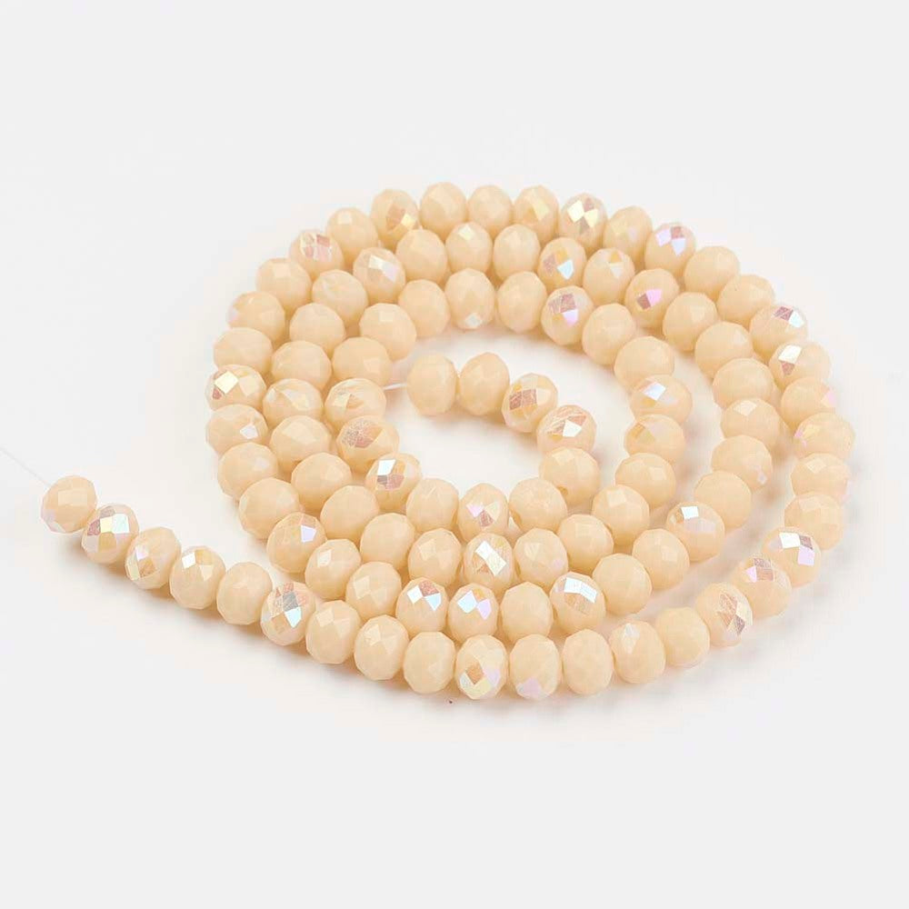Moccasin Half Rainblow Plated Electroplate Glass - Faceted Rondelle - 6x5mm - Appx 85 per strand