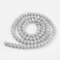 Light Grey Half Rainbow Plated Electroplate Opaque Color Glass - Faceted Rondelle - 6x5mm - Appx  83 per strand