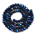 Prussian Blue Half Rainbow Plated Electroplate Opaque Glass Bead - Faceted Rondelle - 6x5mm - Appx 83 per strand