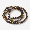 Black Half Golden Plated Electroplate Opaque Glass - Faceted Rondelle - 6x5mm - Appx 83 per strand