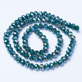 Teal AB Electroplate Opaque Glass Beads - Faceted Rondelle - 8x6mm - Appx 63 per strand