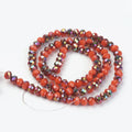Tomato Electroplate Opaque Glass - Faceted Rondelle - Half Rose Gold Plated - 8x6mm - Appx 65 per strand
