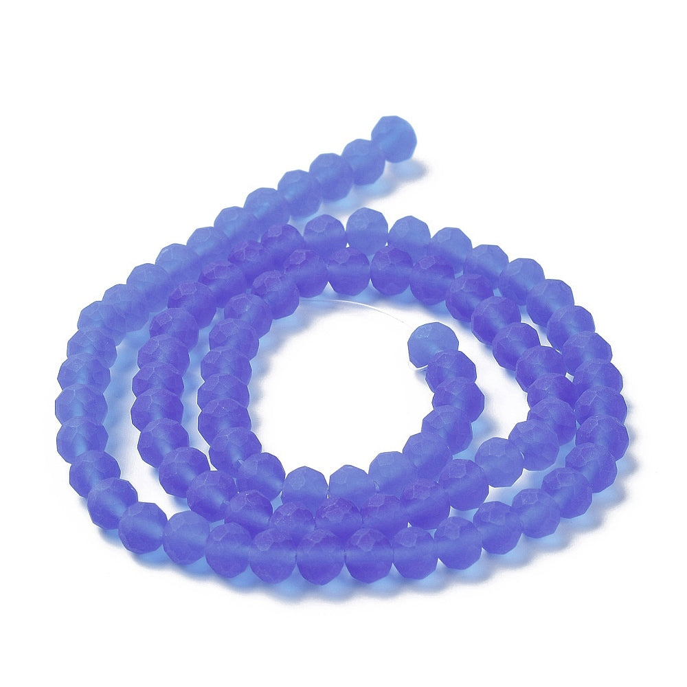 Medium Purple Transparent Frosted Glass Beads - Faceted Rondelle - 4mm - Appx 113 per strand