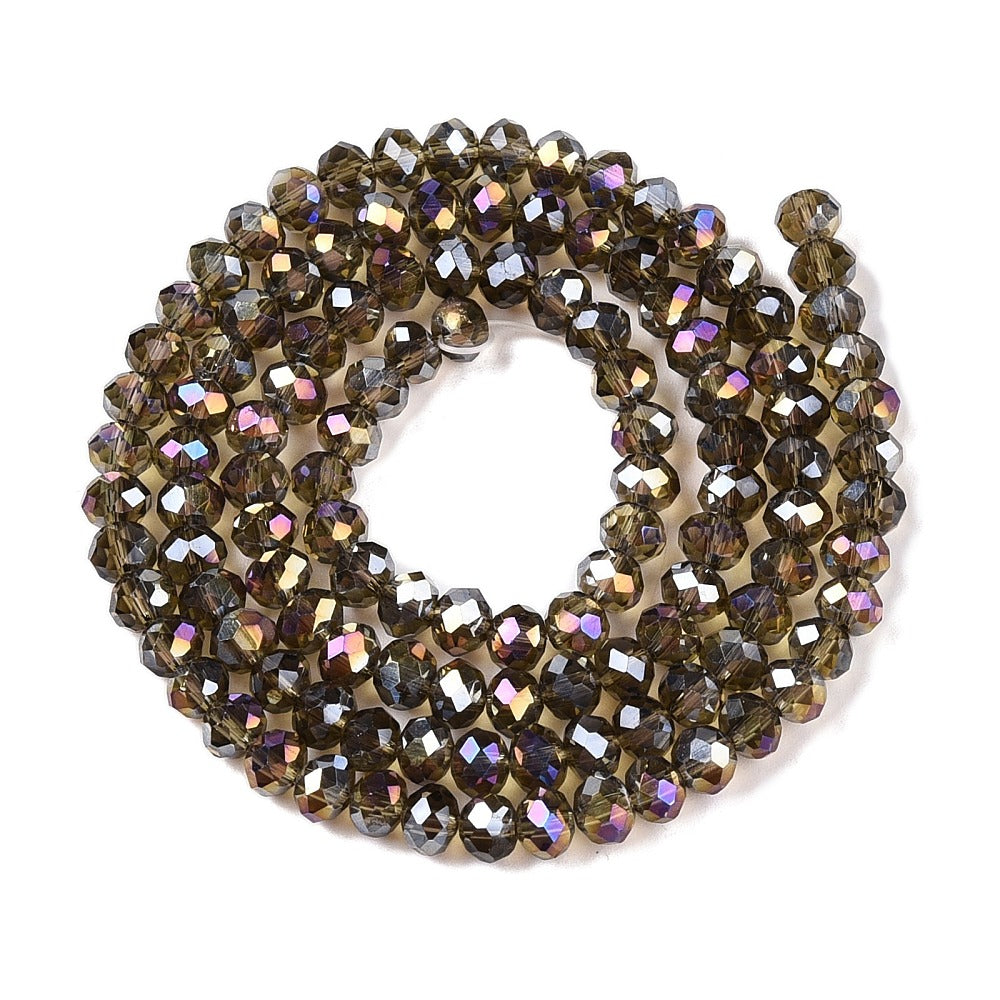 Thistle AB Electroplate Glass Beads - Faceted Rondelle - 6x5mm - Appx 85 per strand