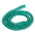 Teal Transparent Frosted Glass Beads - Faceted Rondelle - 6x4.5mm -  Appx 80 per strand