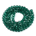 Dark Green Transparent Glass Bead - Faceted Round - 6mm - Appx 98 per strand