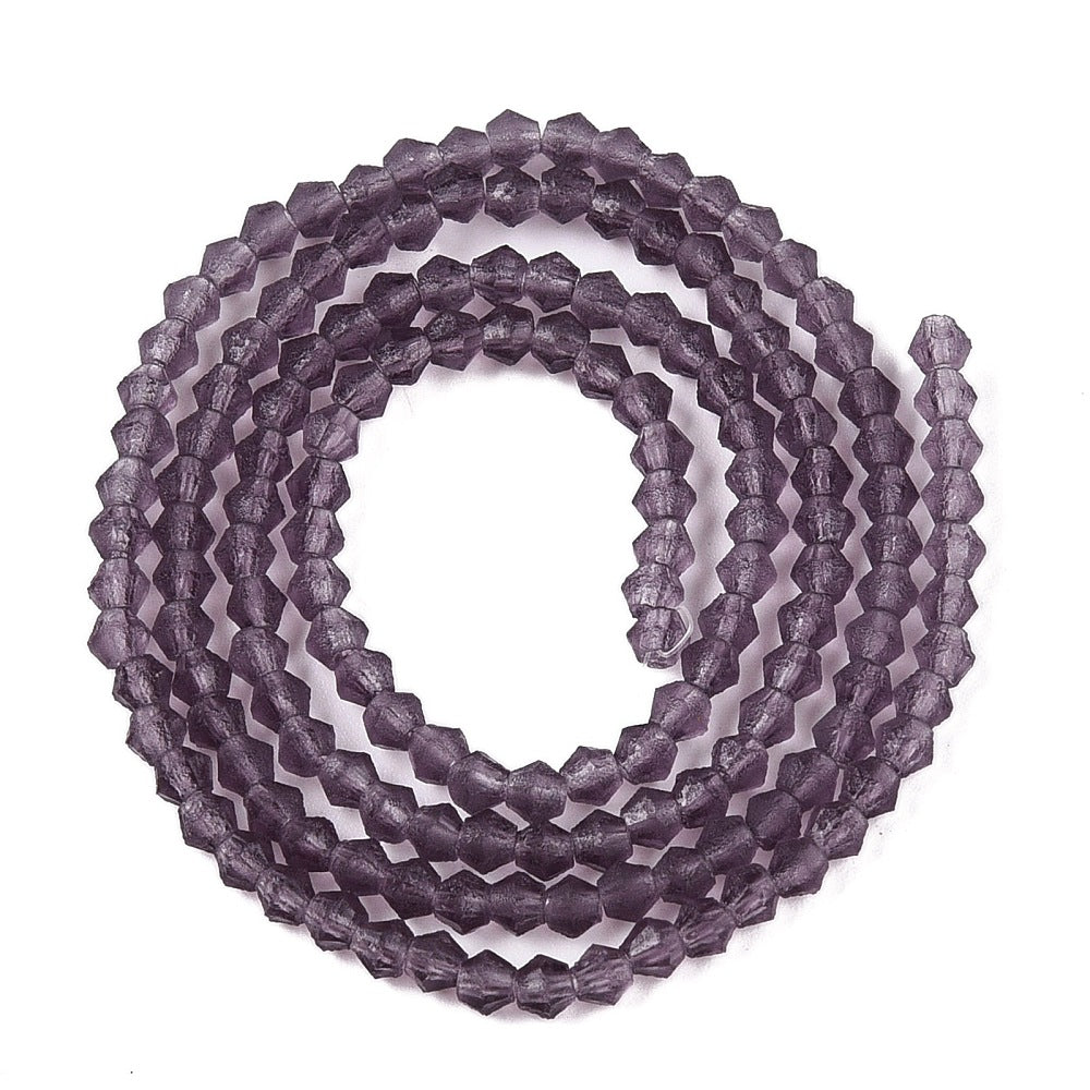 Purple Imitate Austrian Crystal Frosted Glass Beads Grade AA - Faceted Bicone - 6x6mm - Appx 45 per strand