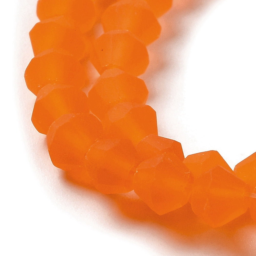 Orange Red Imitate Austrian Crystal Frosted Glass Beads - Grade AA - Faceted Bicone - 6x6mm - 25 per bag